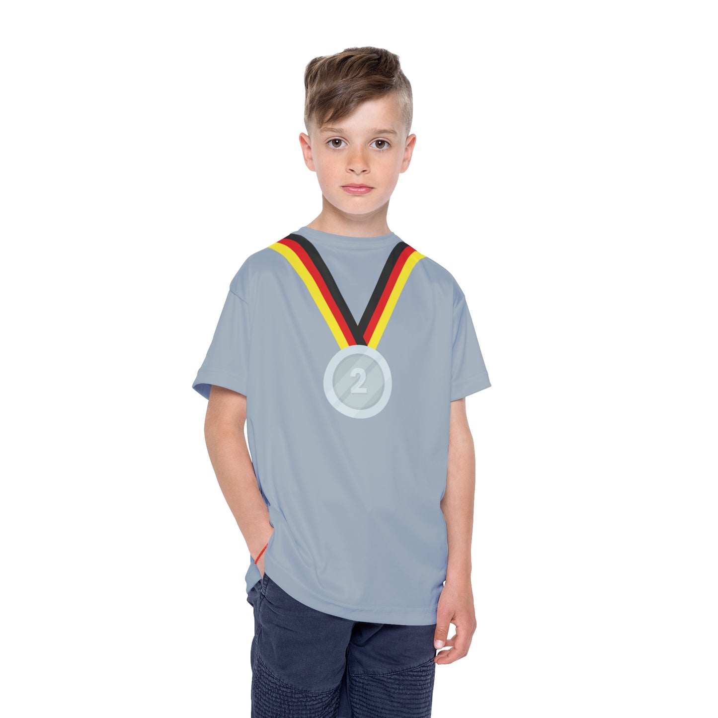 Kids Silber-Medaillen Sport Jersey