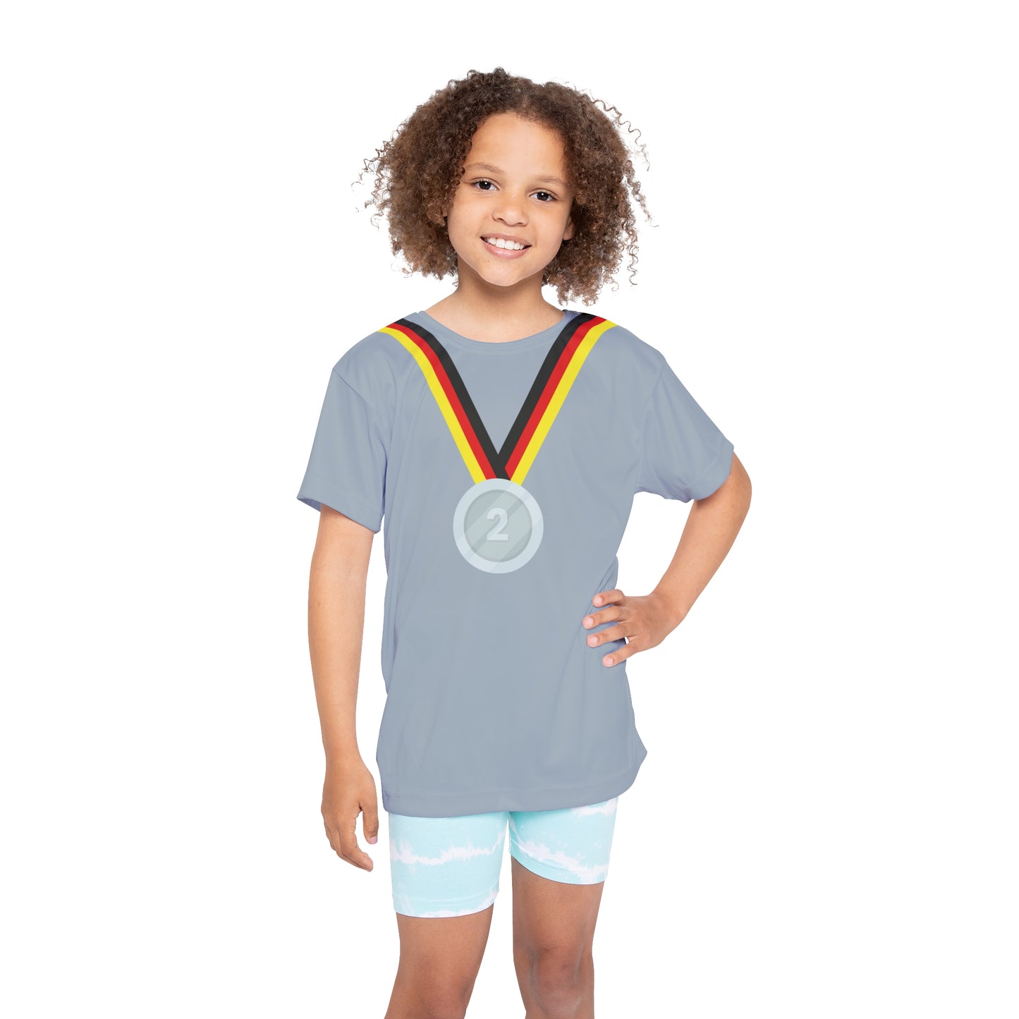 Kids Silber-Medaillen Sport Jersey